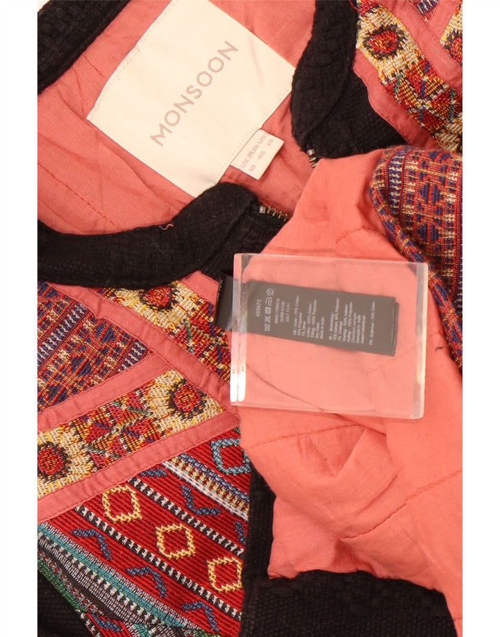 Monsoon Veste Blazer Femme UK 18 XL Noir Fair Isle Coton