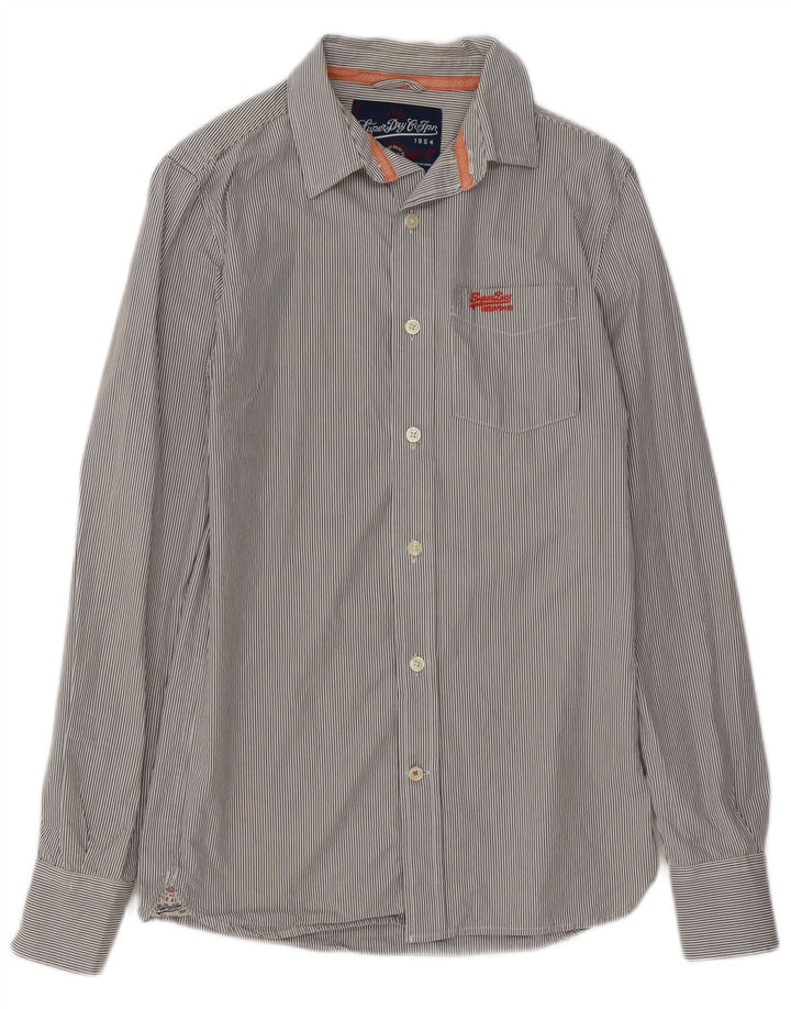 Superdry Chemise Homme En Coton À Fines Rayures Gris Petit