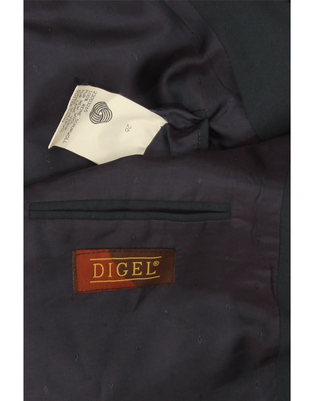 DIGEL Veste blazer double boutonnage pour homme UK 40 Large Bleu marine Laine vierge