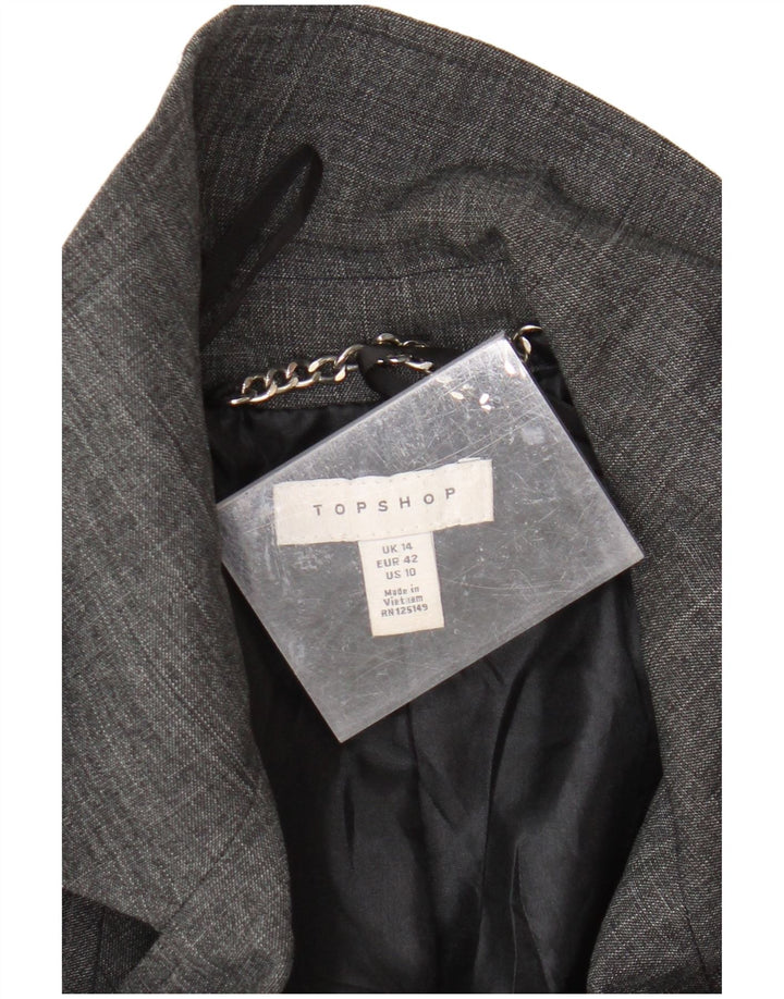 Topshop Trench-Coat surdimensionné pour femme UK 44 Large Gris Polyester