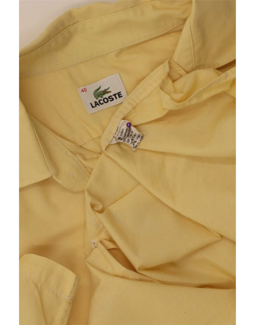 Lacoste Chemise à manches courtes pour hommes Taille 40 Coton jaune moyen