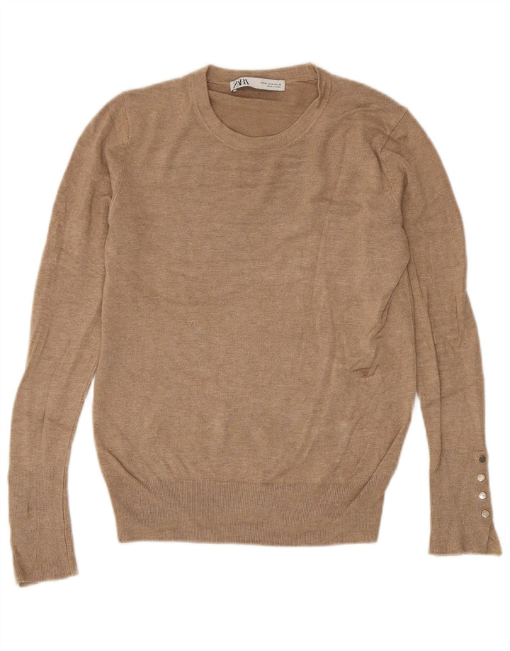 Zara Pull ras du cou pour femme UK 12 Marron moyen