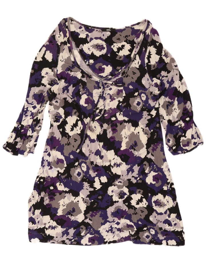 Marks & Spencer Robe basique à manches 3/4 pour femme UK 16 Large Violet Camouflage