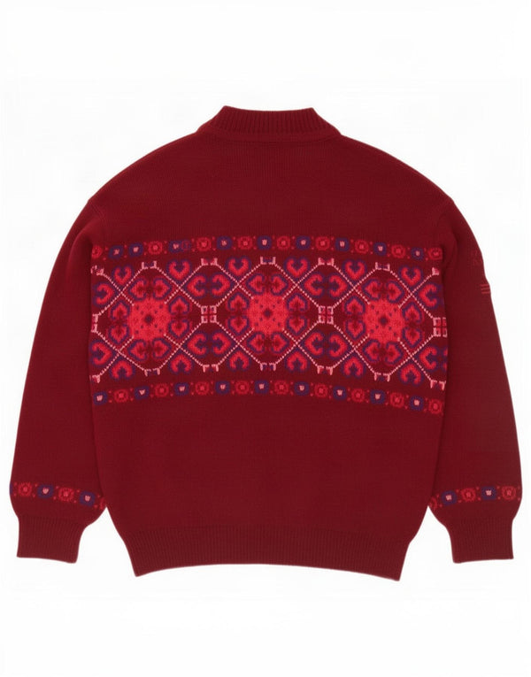 Ocean Star Mens Crew Neck Jumper Sweater IT 52 Large Burgundy Fair Isle