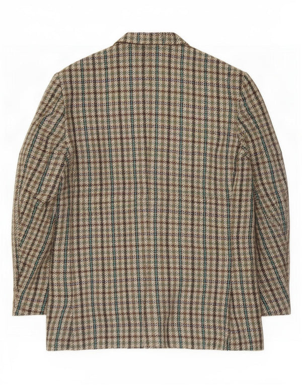 vintage Homme 2 Bouton Blazer Veste IT 56 3XL Vert Poule Laine