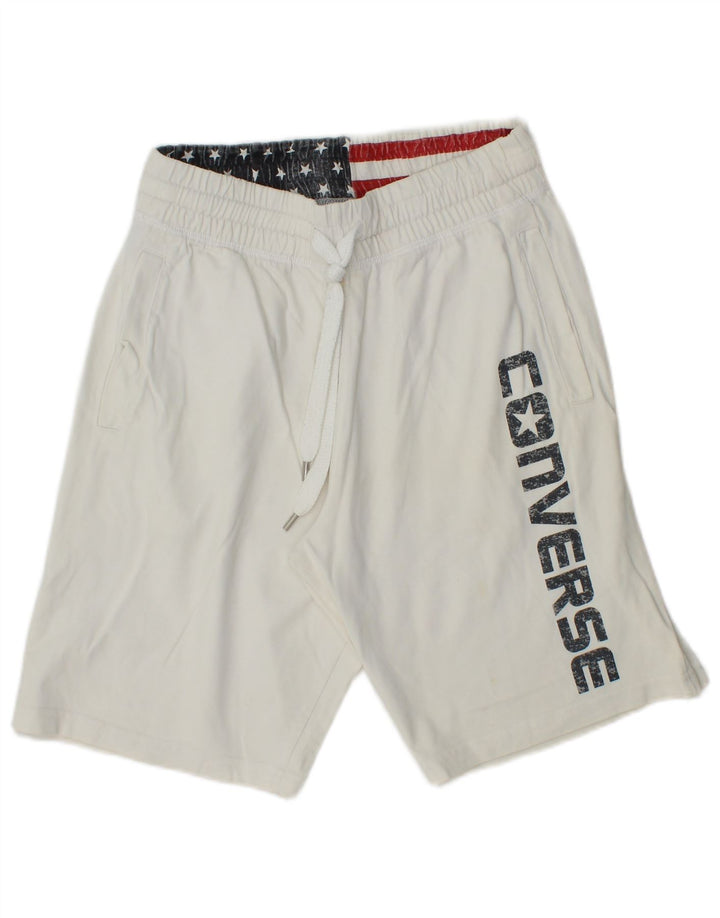 Converse Short de sport graphique pour homme en coton blanc Taille S