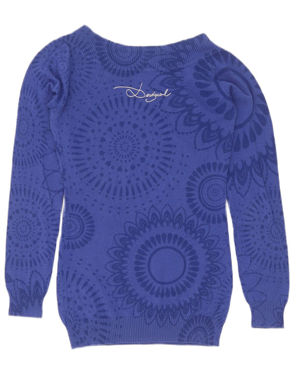 Desigual Pull col bateau pour femme UK 8 Small Bleu marine Paisley