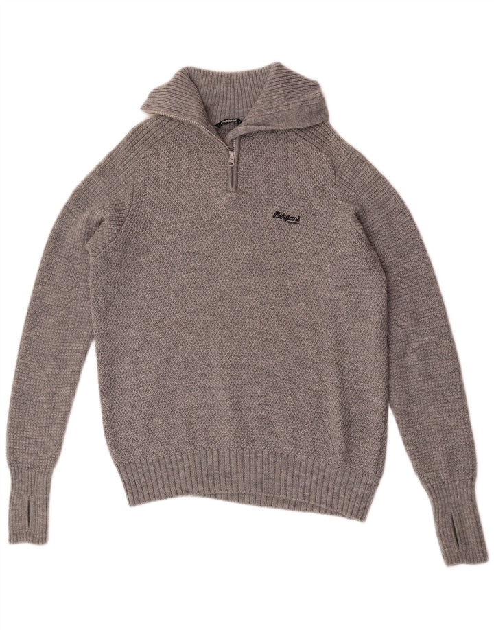 Bergans Pull col zippé pour homme XL en laine mérinos gris