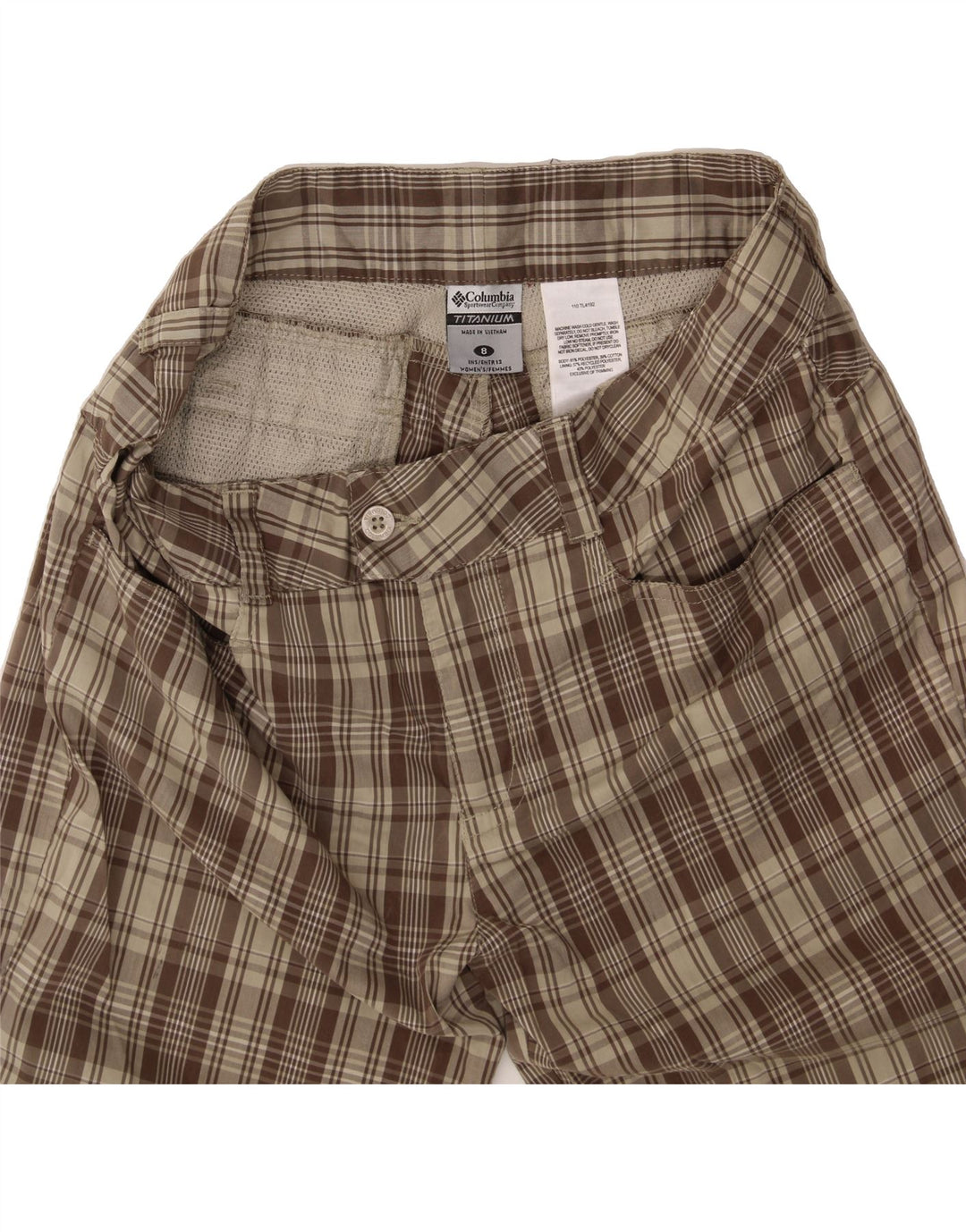 COLUMBIA Womens Titanium Bermuda Shorts US 8 Medium W30 Brown Check Vintage Columbia and Second-Hand Columbia from Messina Hembry 