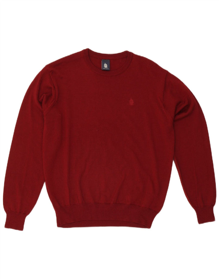 Marina Yachting Pull à col rond pour homme en laine bordeaux
