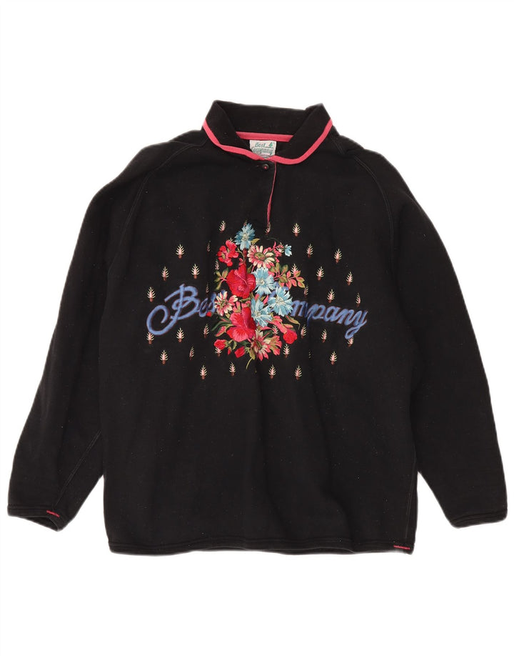 BEST COMPANY Sweat-shirt graphique surdimensionné pour femme UK 16 Large Noir