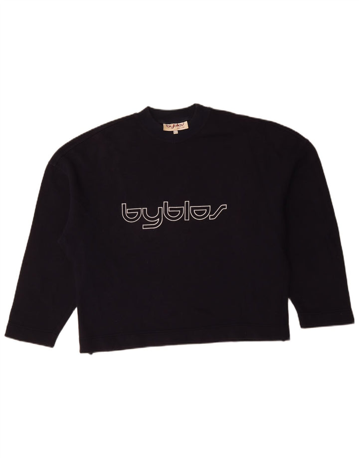 Byblos Sweat-shirt court surdimensionné pour femme US 8 Bleu marine moyen