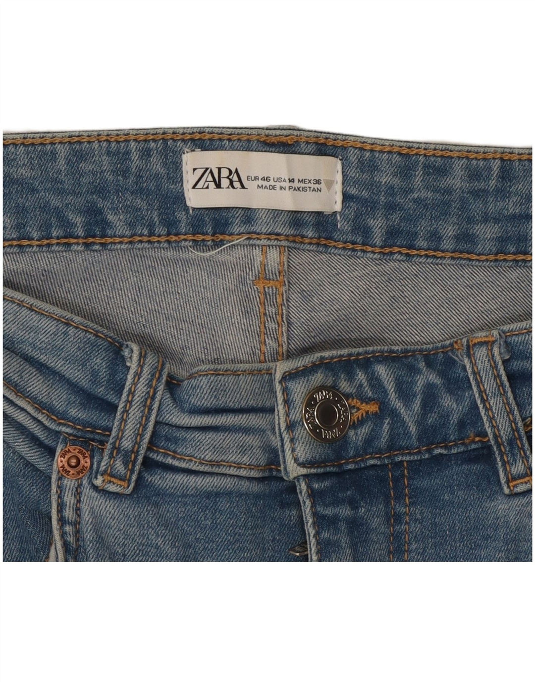 Zara Jean court bootcut pour femme EU 46 XL W36 L25 Bleu