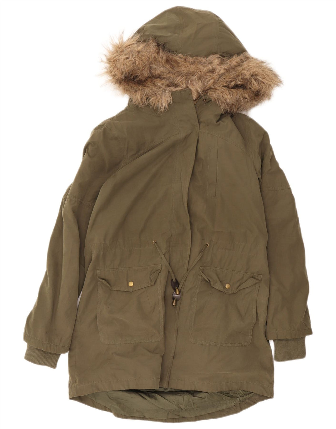 Oasis Parka Sherpa à capuche pour femme UK 14 Vert moyen Polyester