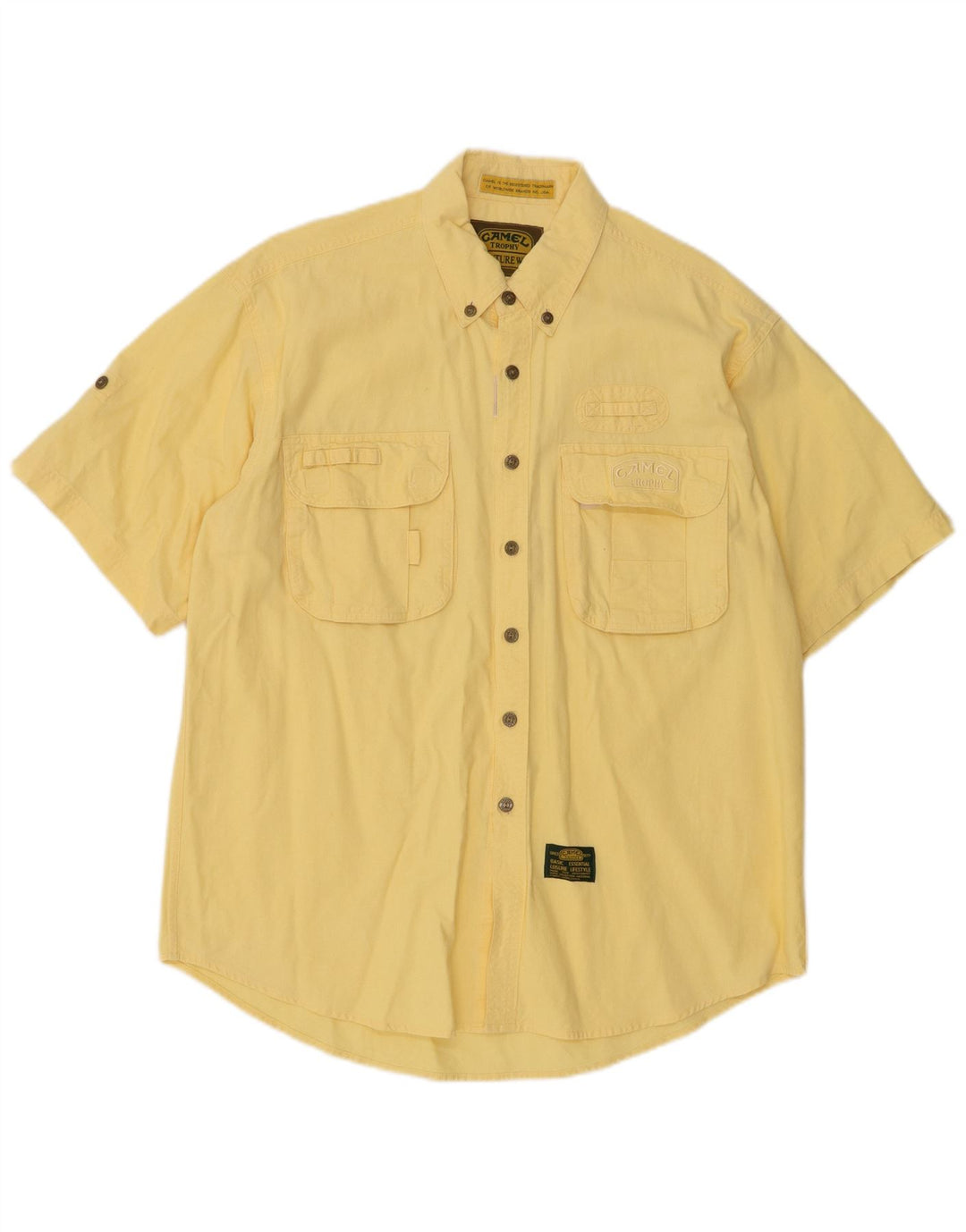 CAMEL ACTIVE Chemise à Manches Courtes Homme Jaune Moyen Coton