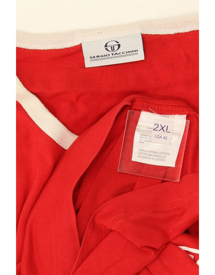 Sergio Tacchini T-Shirt Graphique Homme Top 2XL Rouge Coton