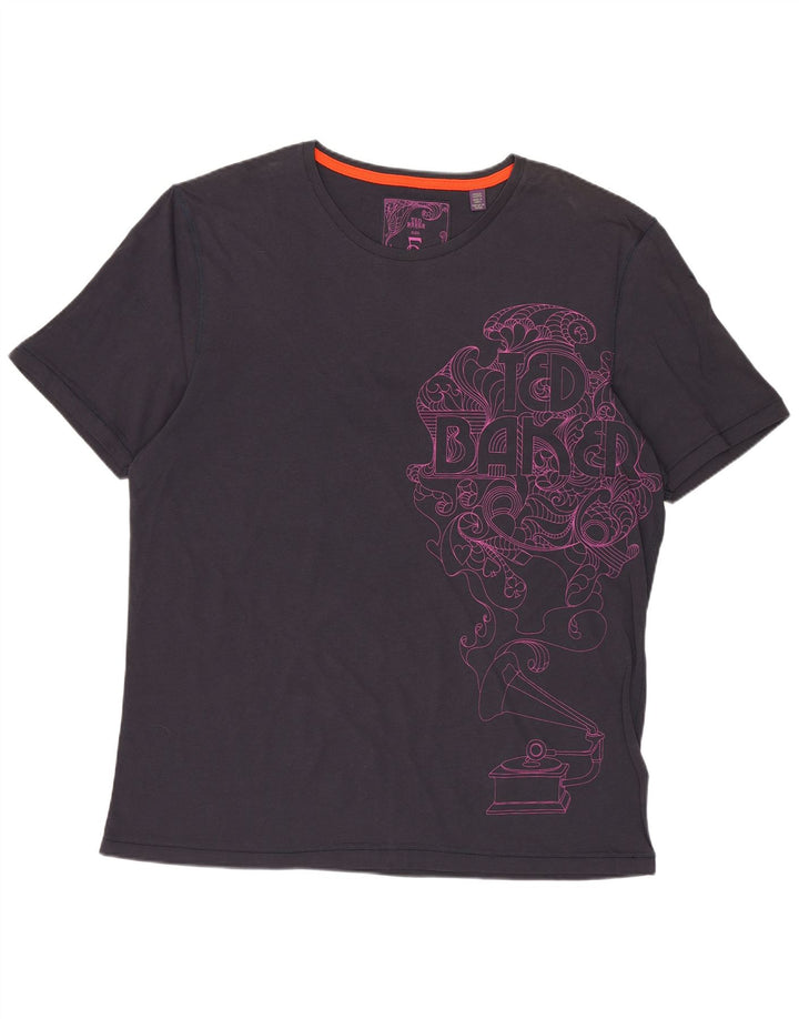 Ted Baker T-shirt graphique pour homme Taille 5 XL Bleu marine Coton