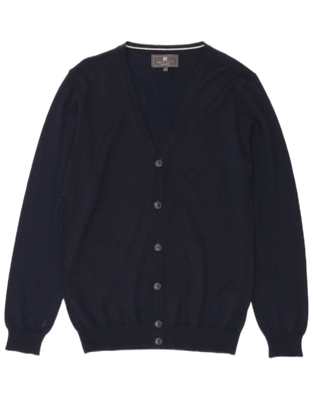 Marks & Spencer Pull Cardigan Homme Petit Bleu Marine Acrylique