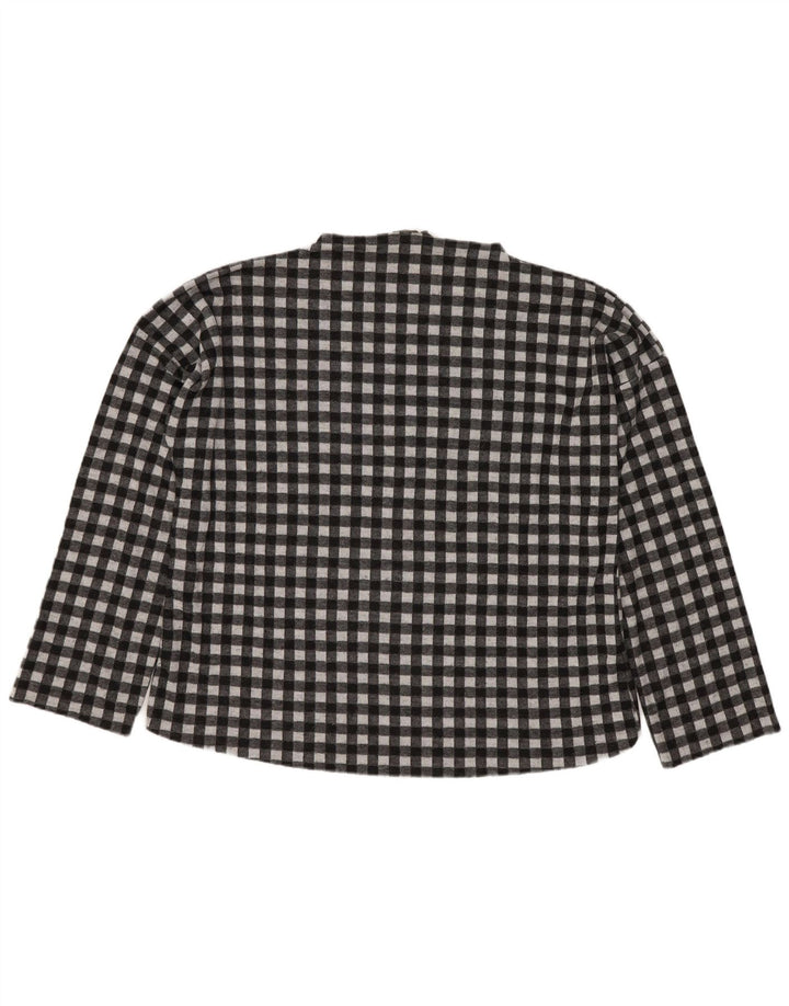 Zara Femme Trafaluc Haut Oversize Manches Longues UK 10 Petit Vichy Noir