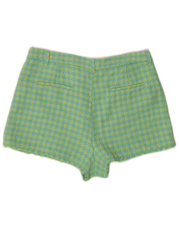 Zara Short taille haute décontracté pour femme 2XL W34 en coton pied-de-poule bleu