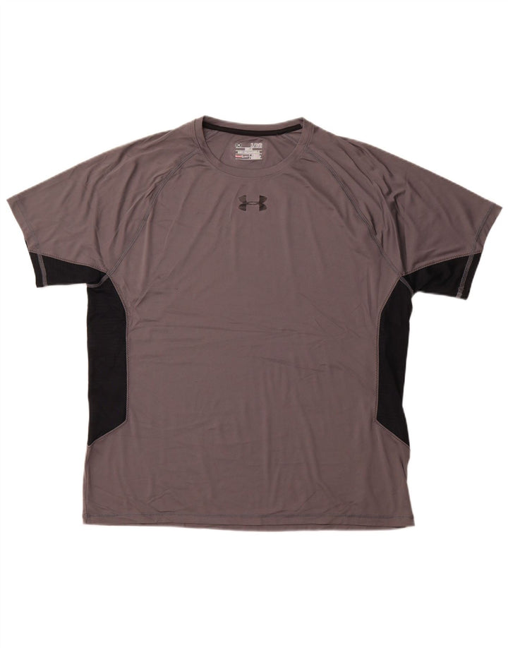 UNDER ARMOUR T-Shirt Heat Gear Homme XL Gris Colorblock Polyester