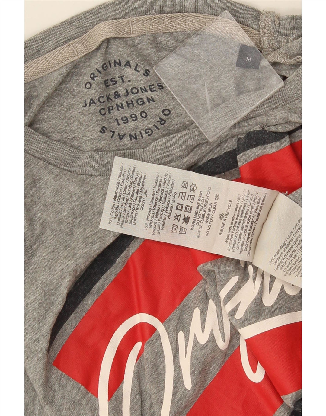 Jack & Jones T-Shirt Graphique Homme Gris Moyen Coton