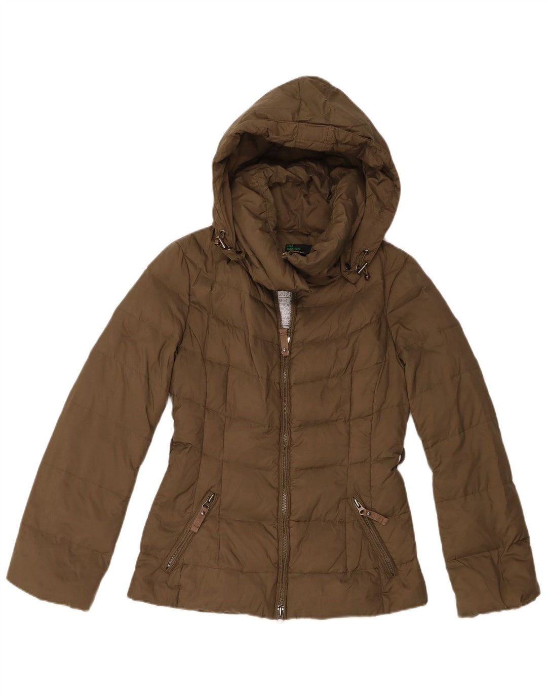 Benetton Veste matelassée à capuche pour femme UK 2 2XS Kaki