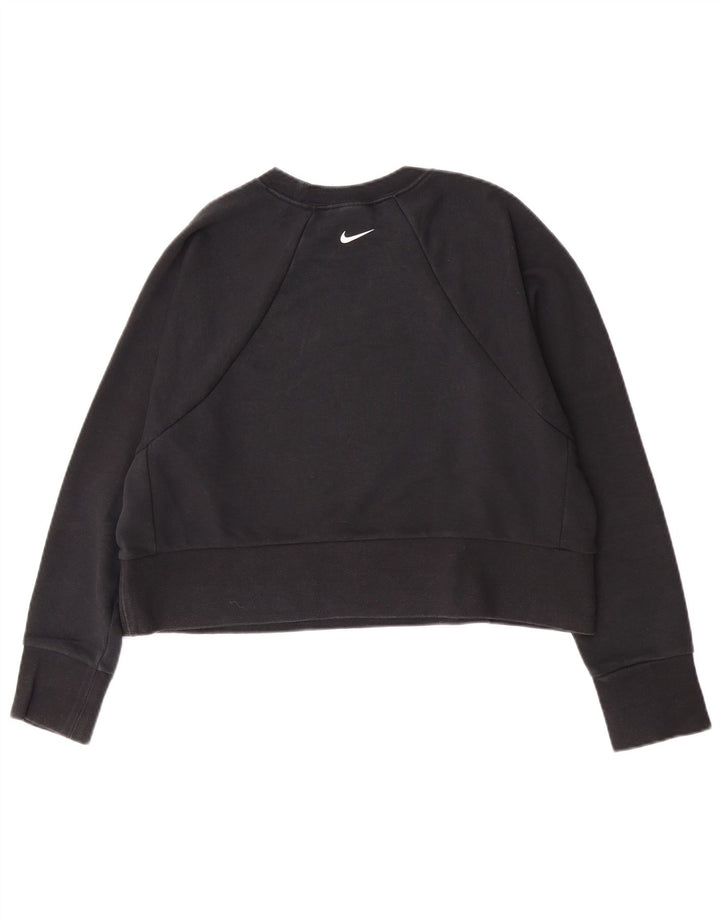 Nike Womens Crop Graphic Sweatshirt Jumper UK 14 Moyen Noir Coton