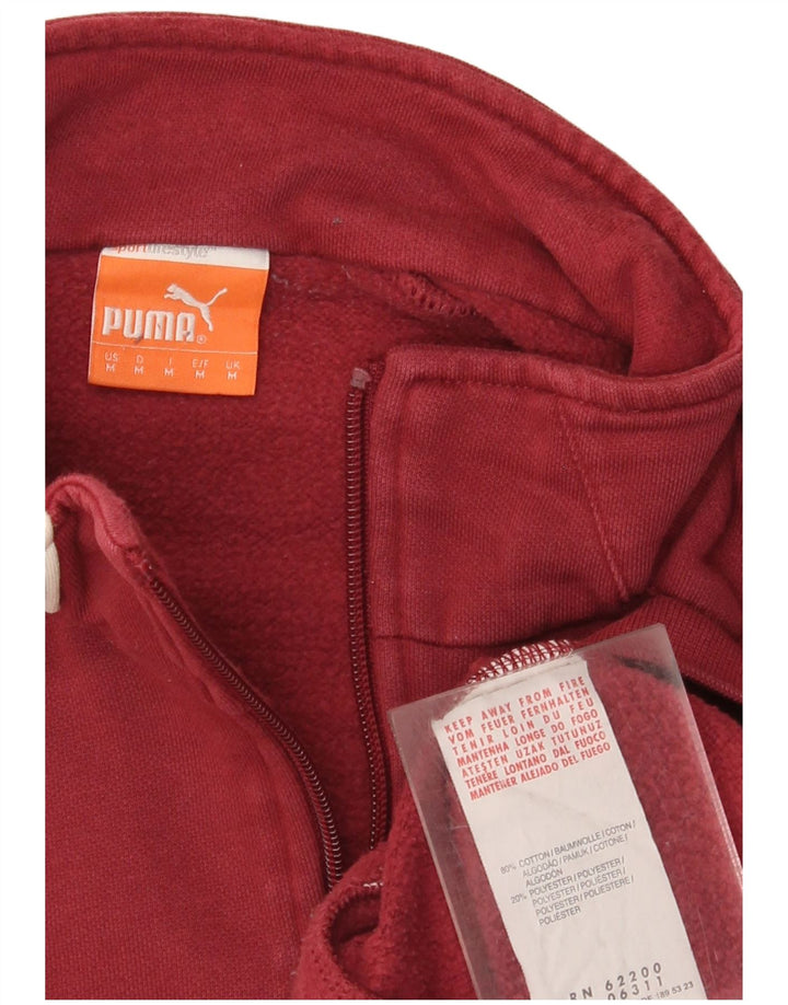 Puma Sweat-shirt à col zippé homme en coton bordeaux moyen