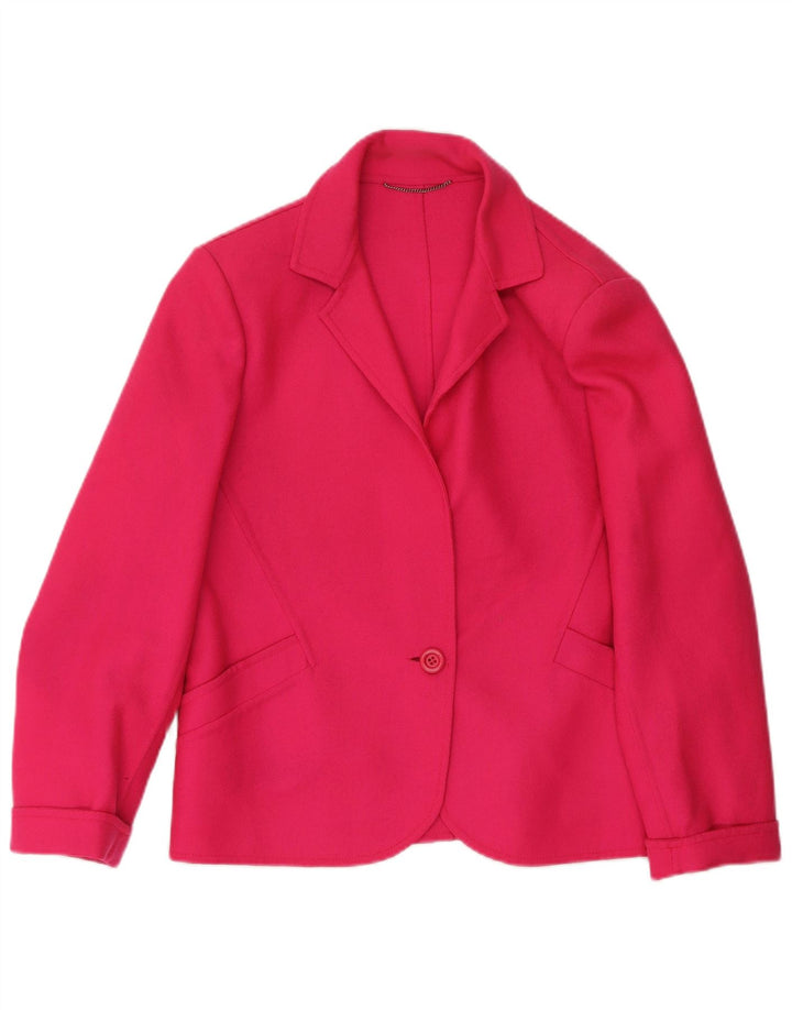 vintage Femme 1 Bouton Blazer Veste IT 44 Laine Rose Moyenne