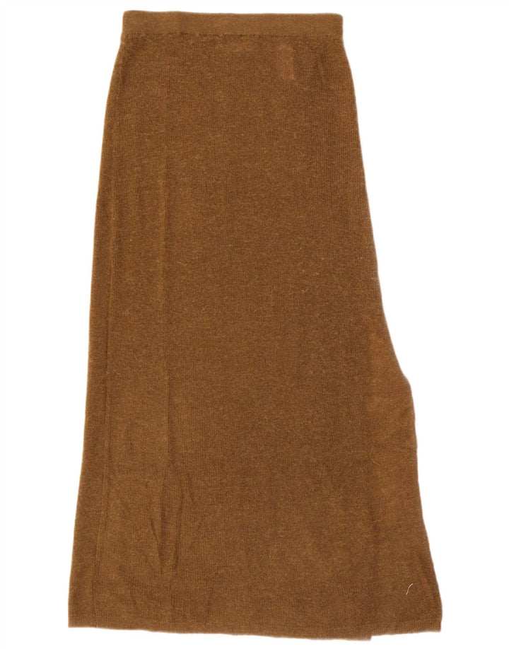 Zara Femme Jupe Maxi En Tricot Petit W26 Marron Polyamide