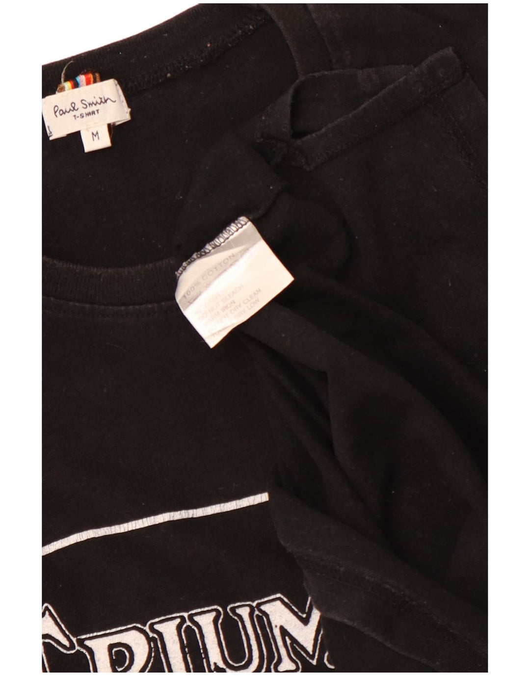 PAUL SMITH T-shirt graphique Triumph pour femme UK 12 en coton noir moyen