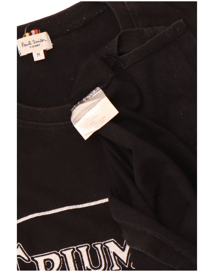 PAUL SMITH T-shirt graphique Triumph pour femme UK 12 en coton noir moyen