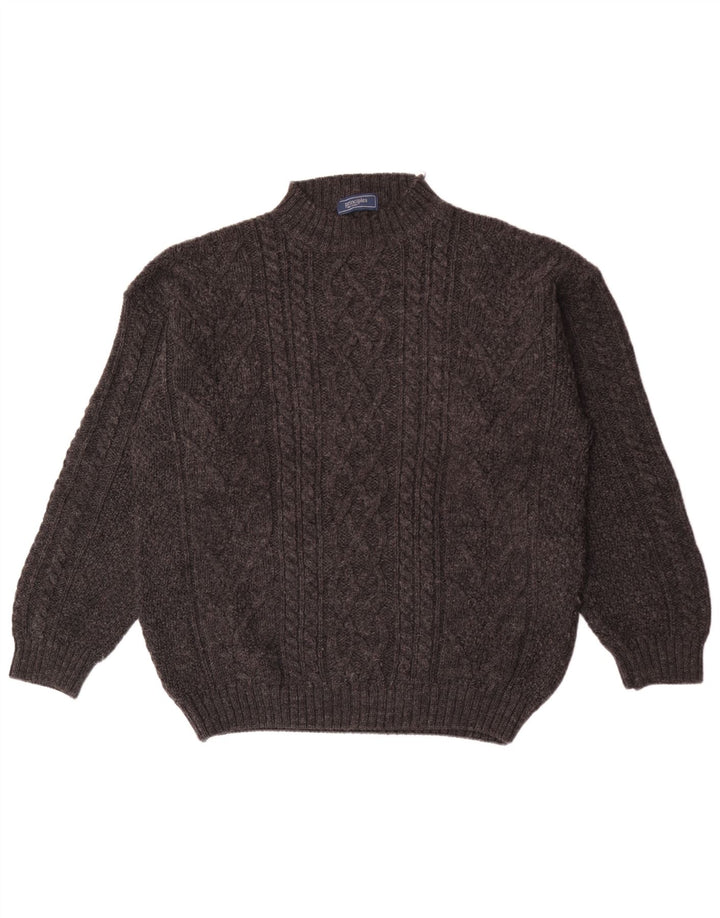 Principes Pull à col roulé pour homme en laine grise Taille L