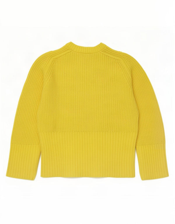 Zara Pull surdimensionné à col rond pour femme UK 6 XS Acrylique jaune