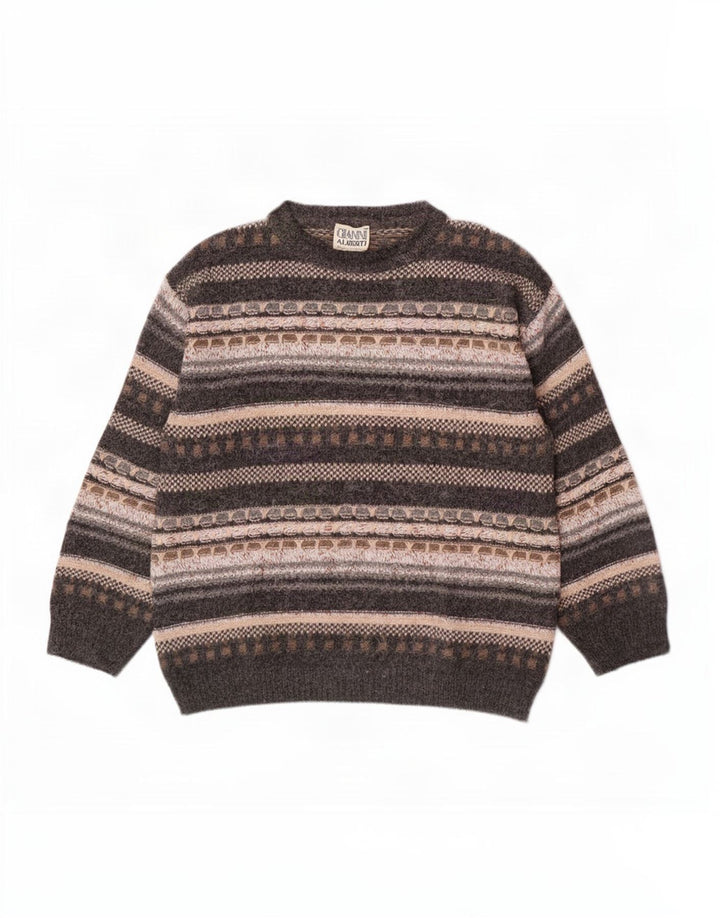 Gianni Alberti Pull col rond pour homme IT 52 Grand gris géométrique