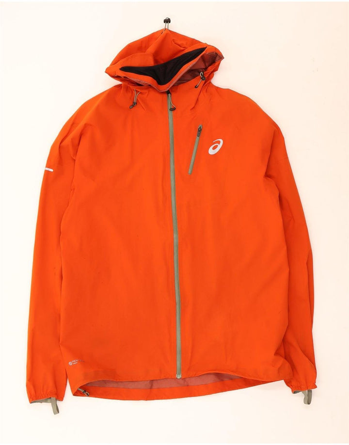 Asics Veste de pluie à capuche pour homme UK 38 Medium Orange Nylon