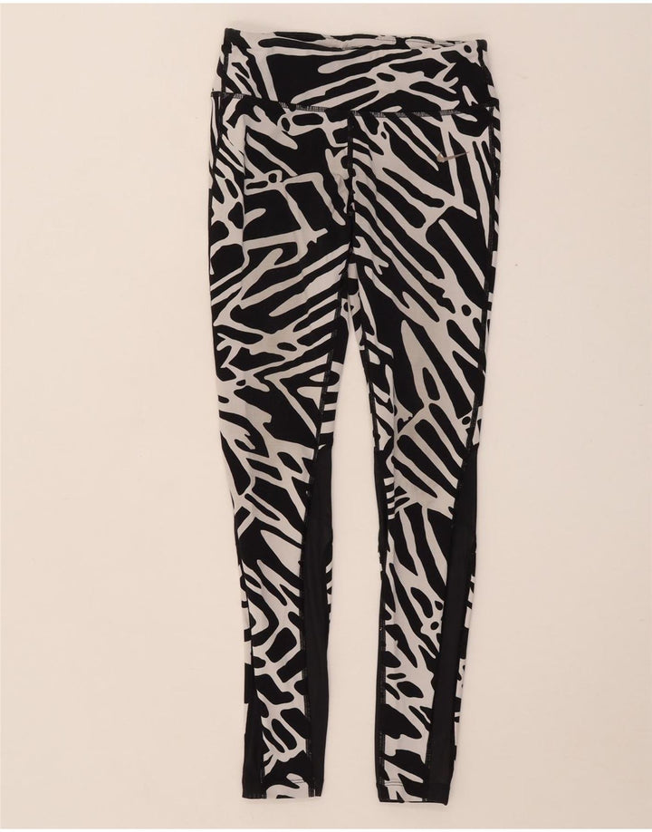 NIKE Legging Dri Fit à motif abstrait pour femme UK 8 Small Nylon noir