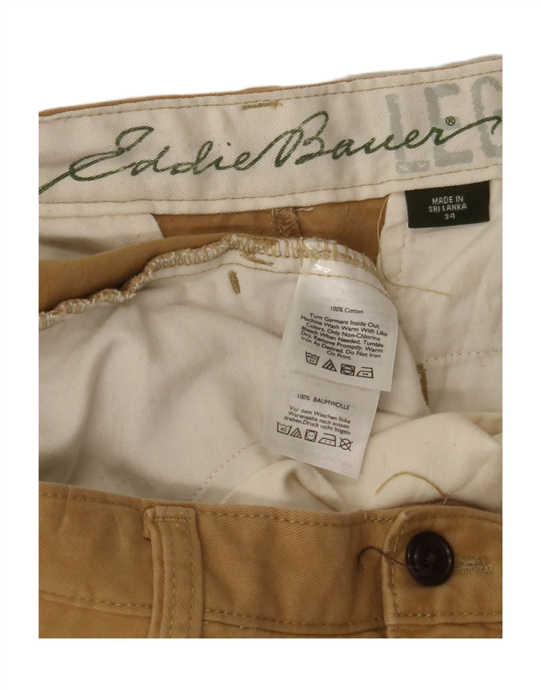 EDDIE BAUER Mens Chino Shorts W34 Large Beige Cotton Vintage Eddie Bauer and Second-Hand Eddie Bauer from Messina Hembry 