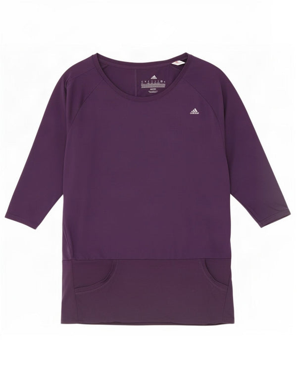 Adidas Climalite Haut surdimensionné à manches 3/4 pour femme Violet moyen UK 12/14