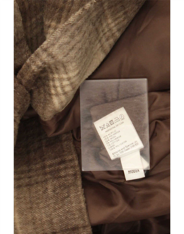 Marks & Spencer Pardessus pour femme UK 18 XL Marron à carreaux en acrylique