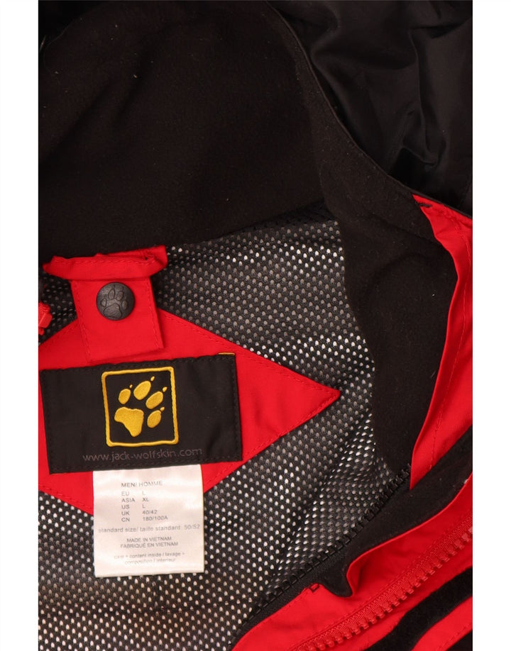 JACK WOLFSKIN Veste de pluie à capuche pour homme UK 40/42 Large Rouge Colourblock