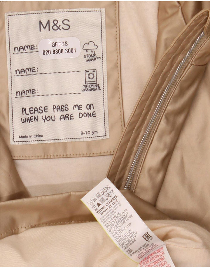 Marks & Spencer Imperméable à capuche fille 9-10 ans Doré Polyuréthane