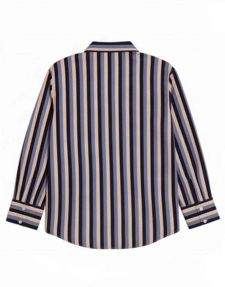 Zara Femme Chemise Blouse UK 10 Petit Bleu Rayé Polyester