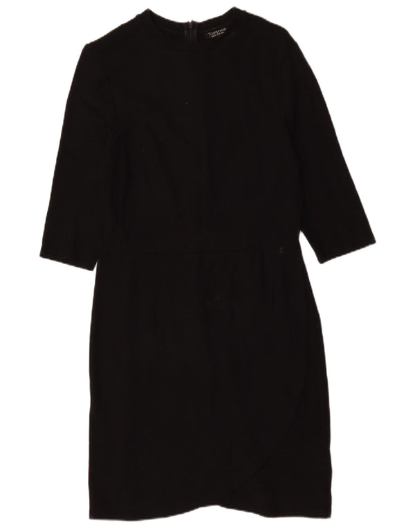 Topshop Robe fourreau à manches 3/4 pour femme UK 44 Large Noir Viscose