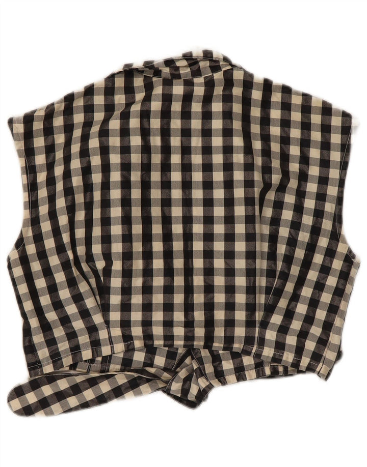 vintage Womens Crop Chemise sans manches Blouse IT 42 Medium Black Gingham