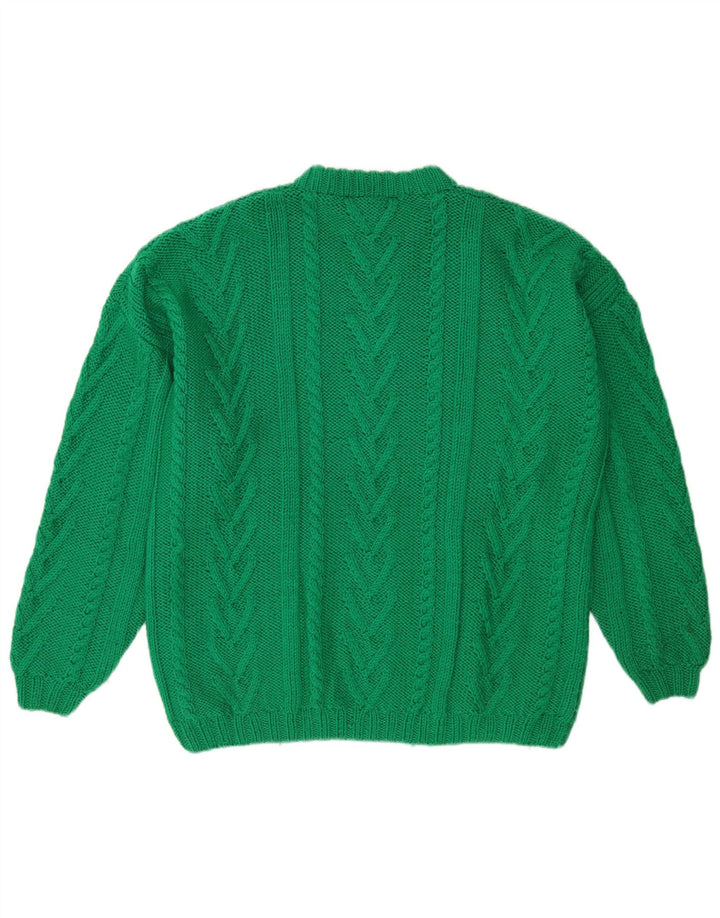 vintage Mens Crew Neck Jumper Pull Grand Vert