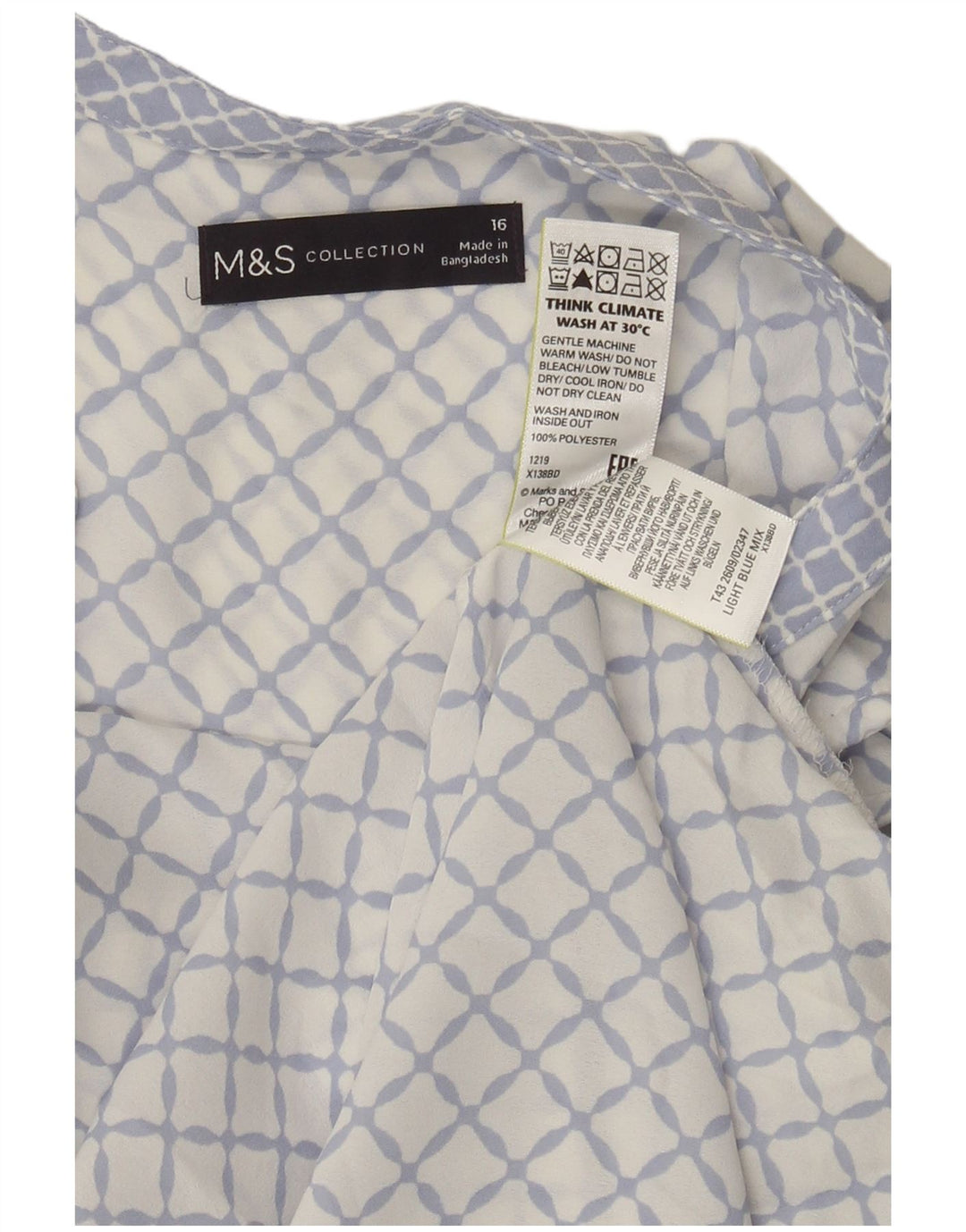 Marks & Spencer Chemisier sans manches pour femme UK 16 Grand Bleu Géométrique