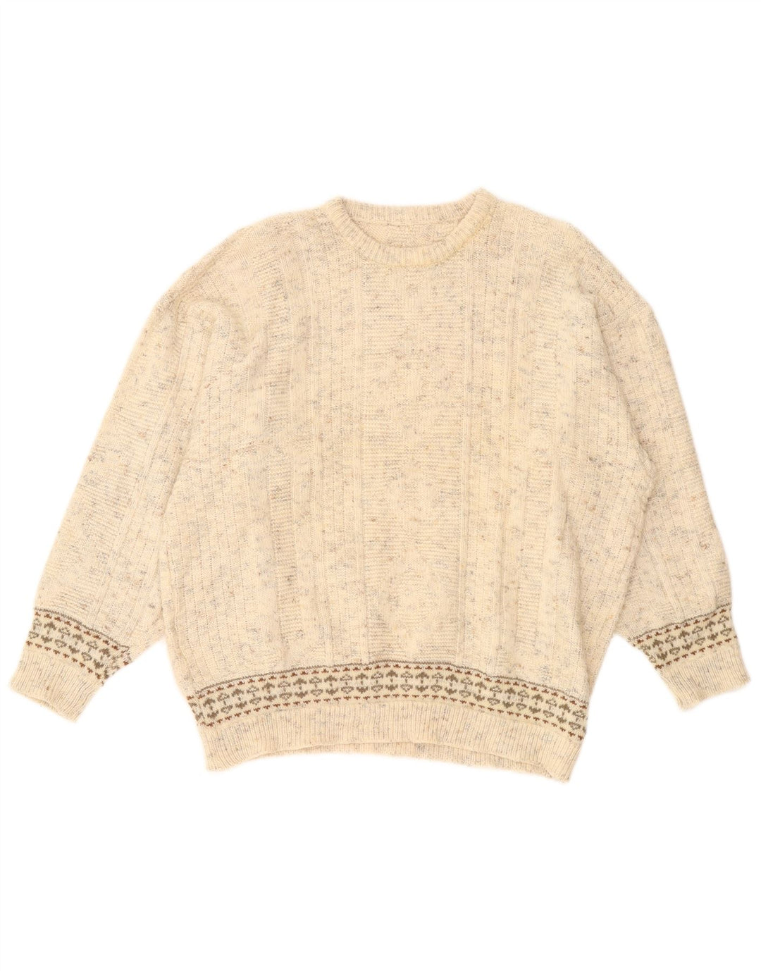 vintage Femmes Crew Neck Jumper Pull UK 20 2XL Beige Moucheté