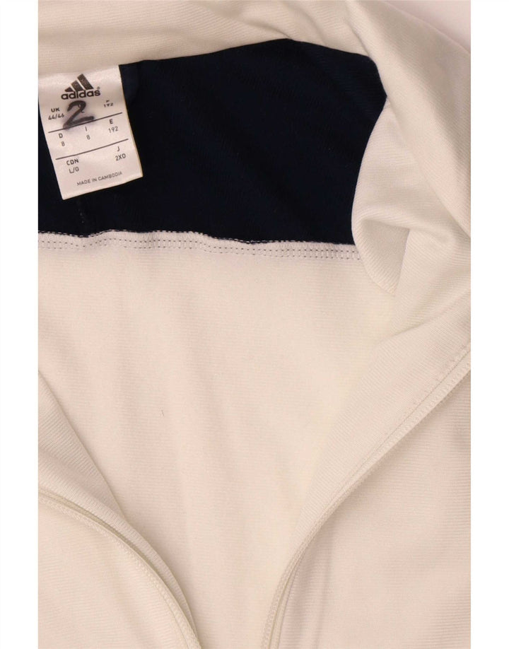 Adidas Veste de survêtement pour homme UK 44/46 Large Blanc Colorblock Polyester
